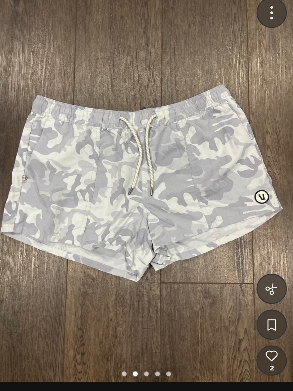 Light Gray Camo Drawstring Shorts